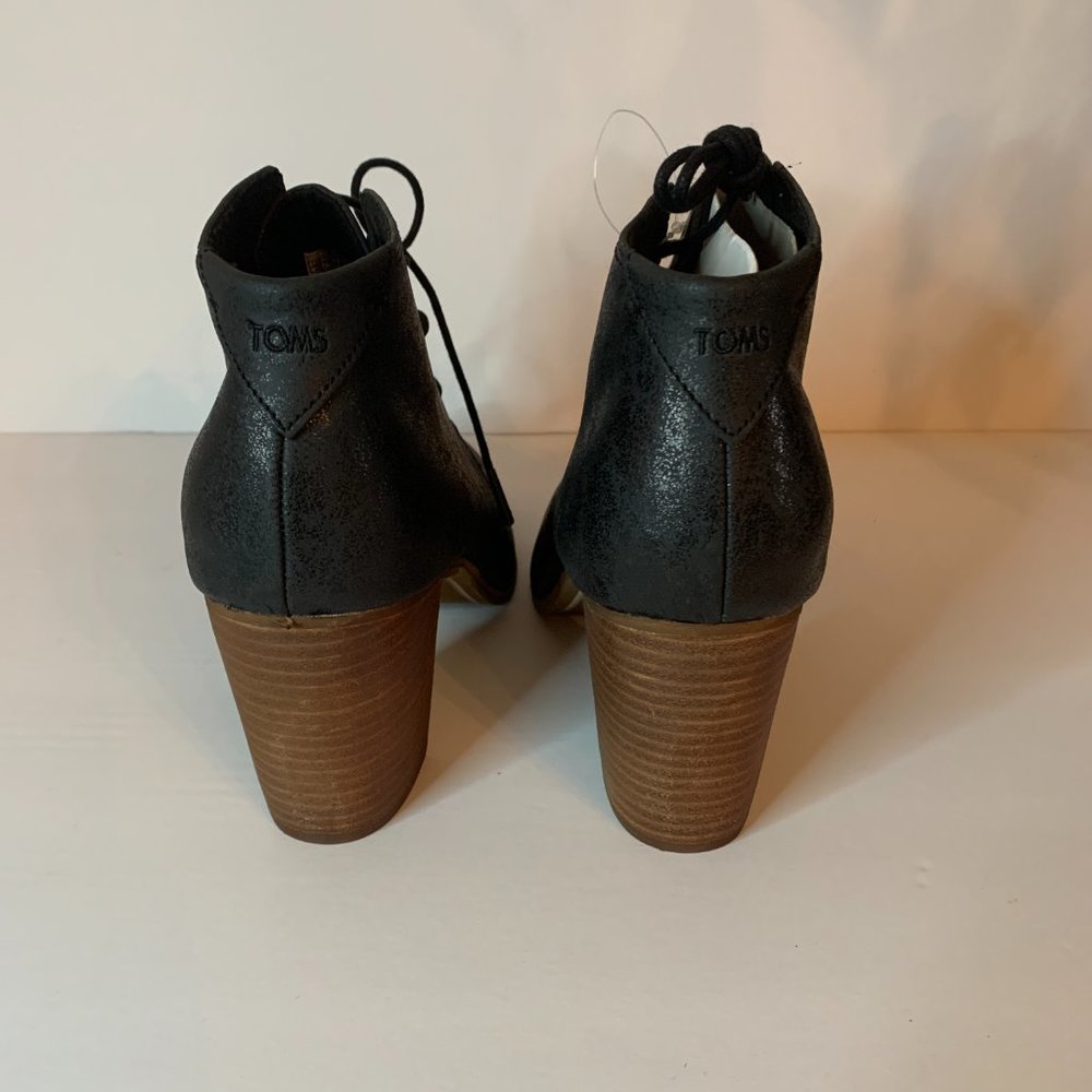 TOMS Black Mettalic Lunata Lace Up Boots Size 10 - Picture 3 of 8